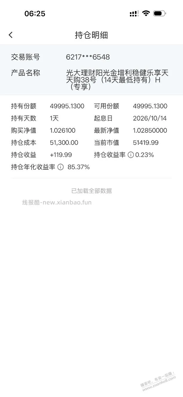 谁能想到呀，一天给了一个月的收益 - 线报酷