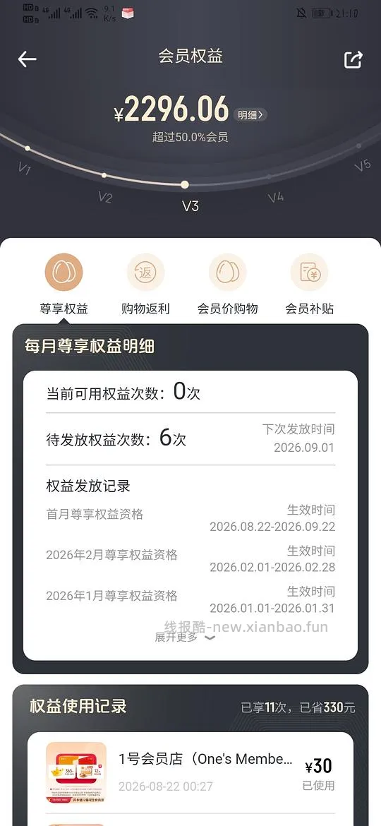 反薅一号会员店尊享卡 - 线报酷