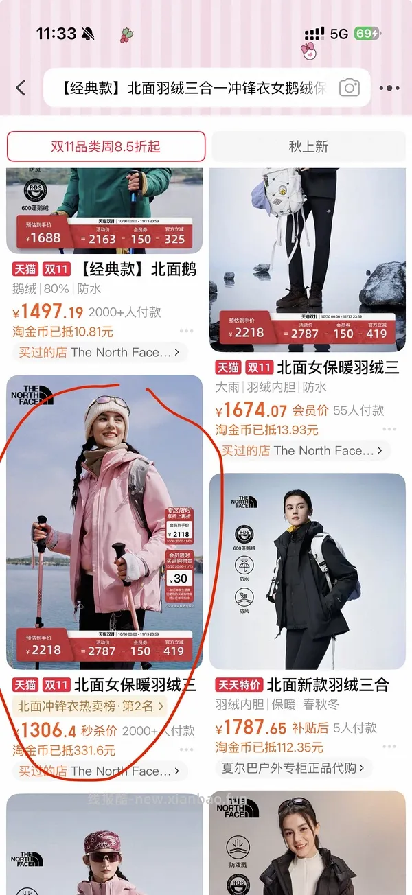 北面鹅绒冲锋衣 - 线报酷