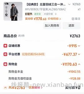 北面鹅绒冲锋衣 - 线报酷